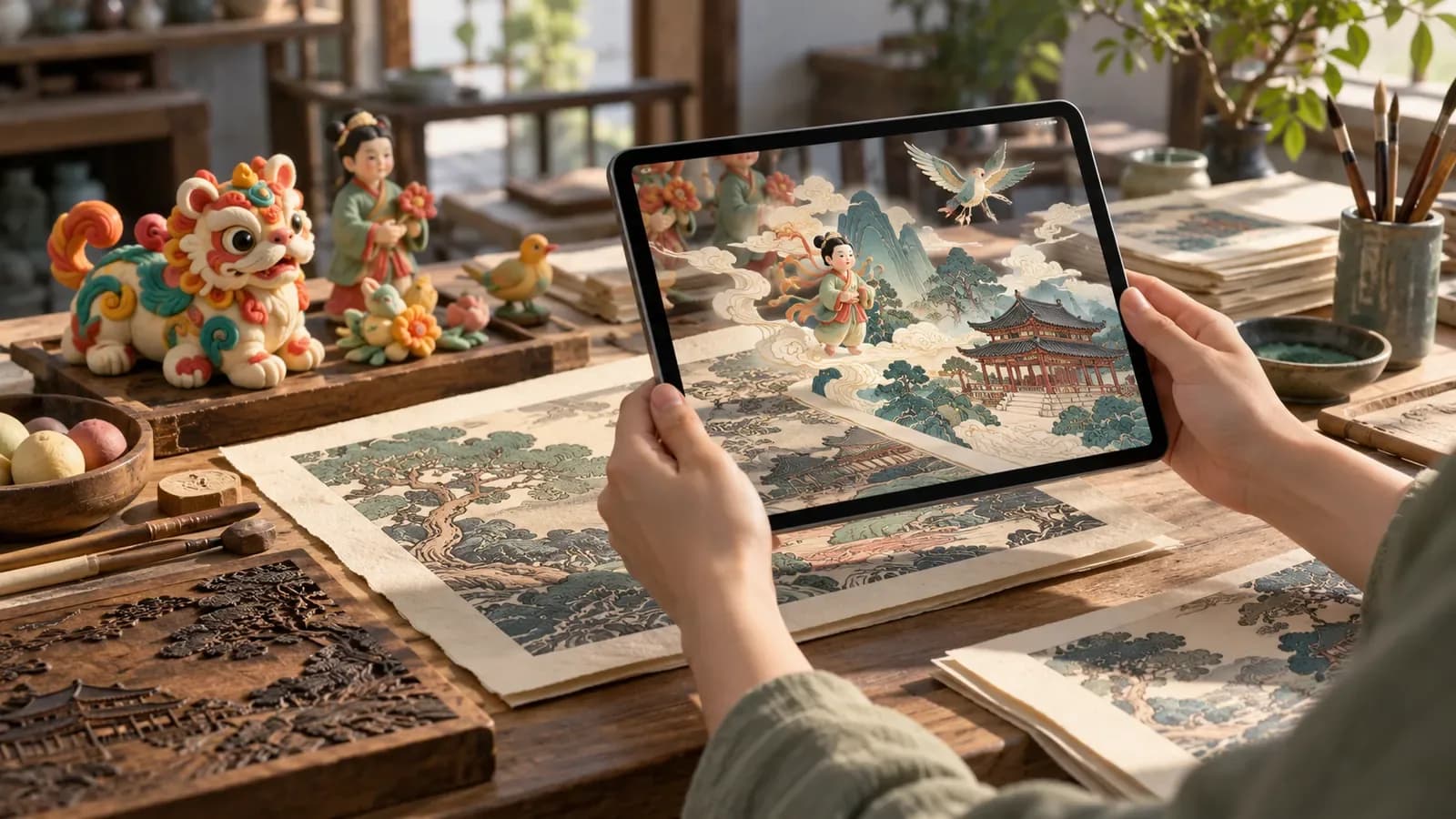 AI 非遗美育与 AR 互动内容设计，AI 生成概念配图